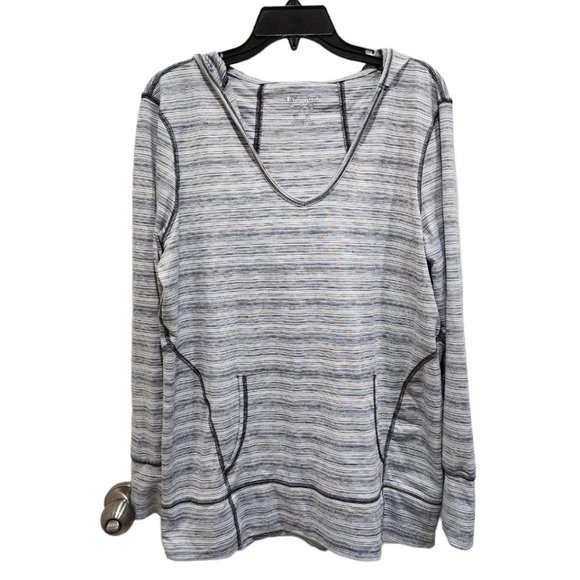 Champion Hoodie Women's Jumper Size L Grey Long Sleeve Striped - Picture 1 of 16